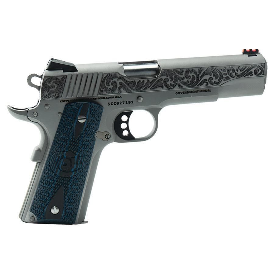 Colt 1911 Government Scroll Engraved Slide .45 ACP Stainless Steel Pistol